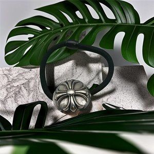 Make old vintage cross leather band Chrome Hearts sterling silver 925 scrunchie